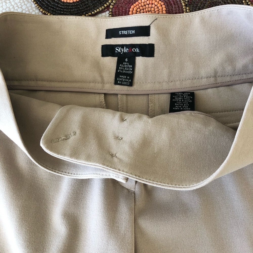 Beige Style&Co Stretch Wide Leg Slacks Sz 6